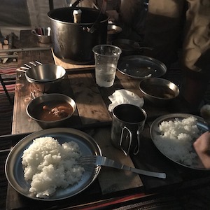 夕飯　西丹沢マウントブリッジ